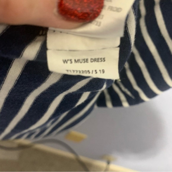 Toad&Co Muse Stripe Cap Sleeve Pocket Adjustable Side Organic Cotton Midi Dress - Picture 6 of 7